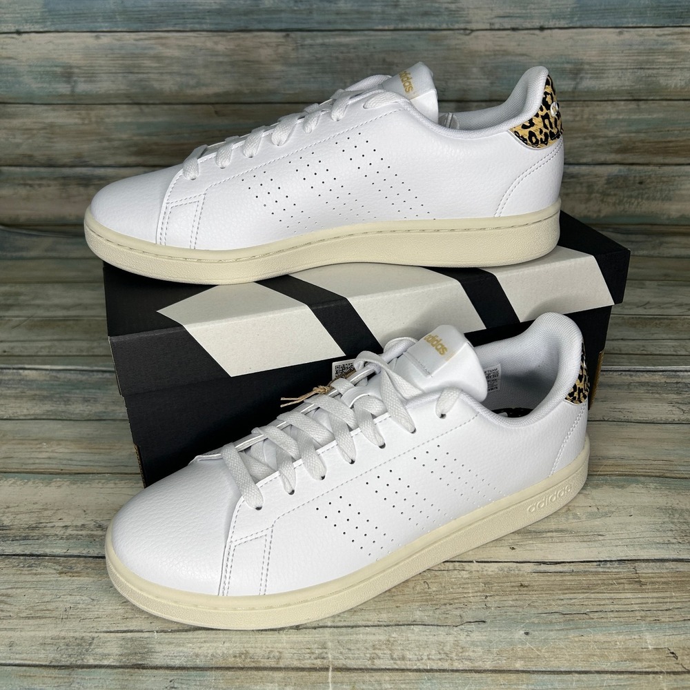 Adidas‎ Women Advantage Shoes Sneakers Size 9.5 Tennis White GW4850 Leopard